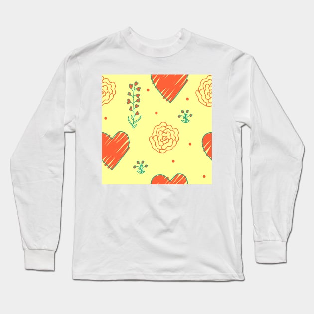 Elegance Seamless pattern with flowers Long Sleeve T-Shirt by Olga Berlet